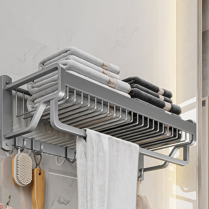Lisslune | Modern Metal Bathroom Accessory Set Polished Silver Bathroom Shelf/Paper Holder/Roben Hook