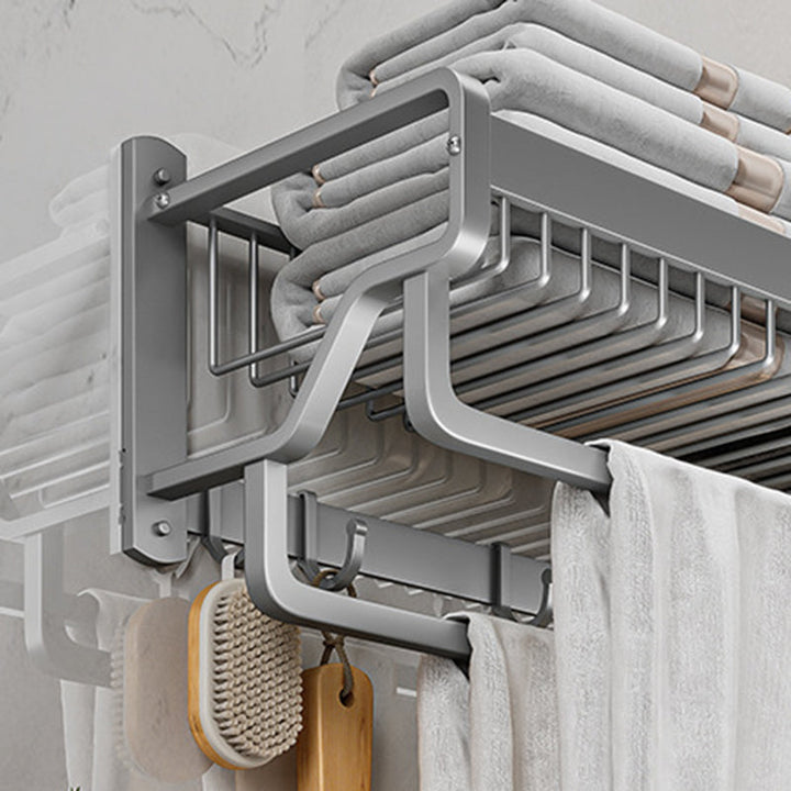 Lisslune | Modern Metal Bathroom Accessory Set Polished Silver Bathroom Shelf/Paper Holder/Roben Hook