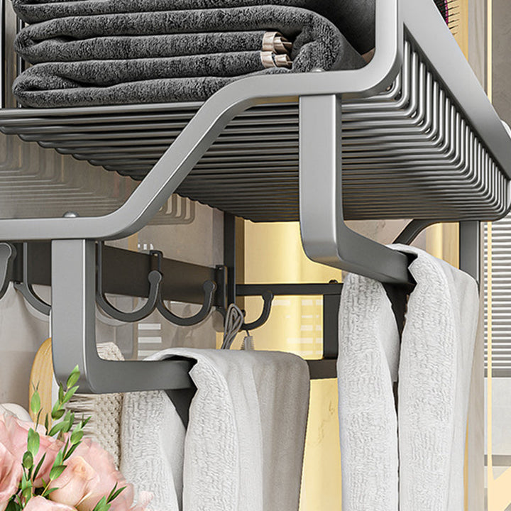 Lisslune | Modern Metal Bathroom Accessory Set Polished Silver Bathroom Shelf/Paper Holder/Roben Hook