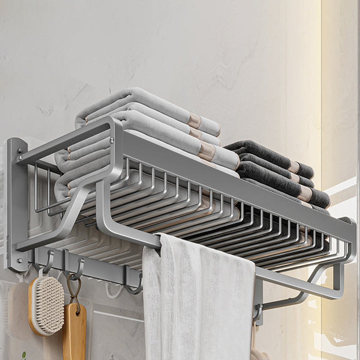 Lisslune | Modern Metal Bathroom Accessory Set Polished Silver Bathroom Shelf/Paper Holder/Roben Hook