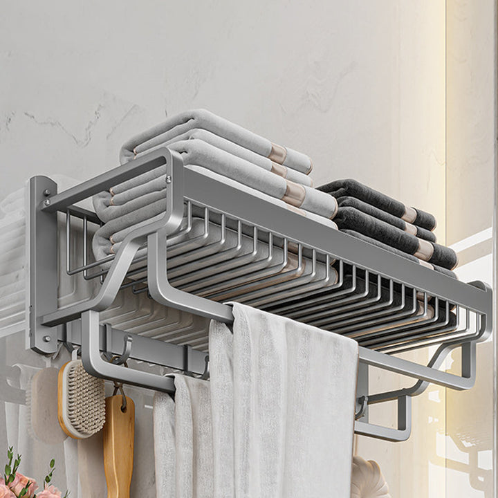 Lisslune | Modern Metal Bathroom Accessory Set Polished Silver Bathroom Shelf/Paper Holder/Roben Hook
