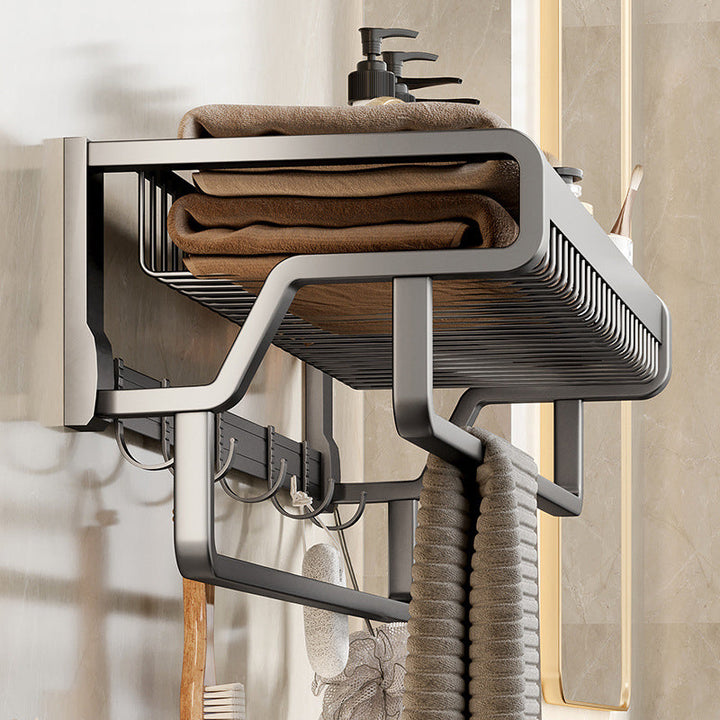 Lisslune | Aluminium modern bathroom accessory set polished grey bathroom shelf/toilet paper holder/robe hooks