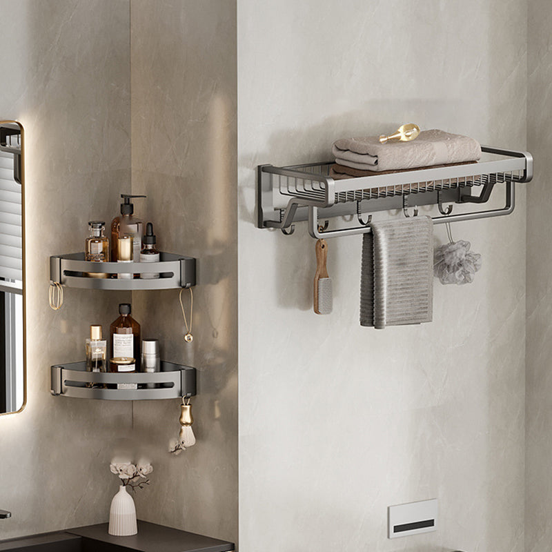 Lisslune | Aluminium modern bathroom accessory set polished grey bathroom shelf/toilet paper holder/robe hooks