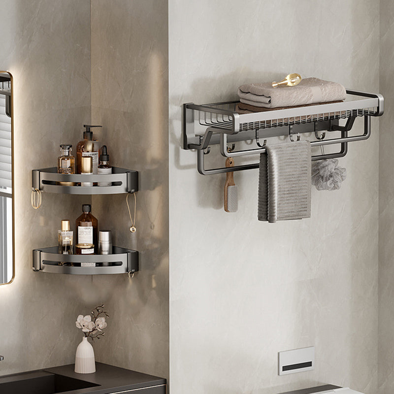 Lisslune | Aluminium modern bathroom accessory set polished grey bathroom shelf/toilet paper holder/robe hooks