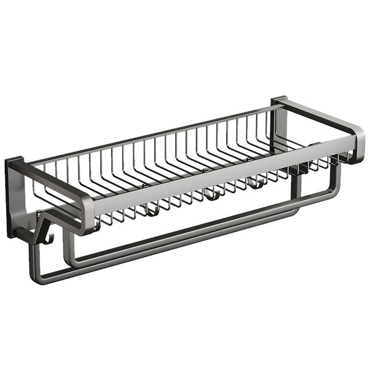 Lisslune | Aluminium modern bathroom accessory set polished grey bathroom shelf/toilet paper holder/robe hooks