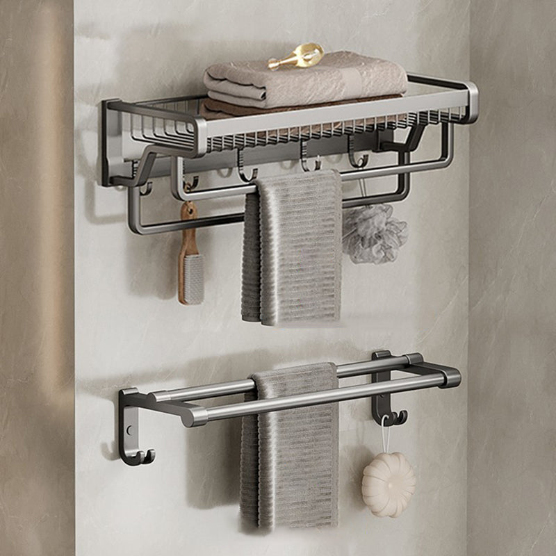 Lisslune | Aluminium modern bathroom accessory set polished grey bathroom shelf/toilet paper holder/robe hooks