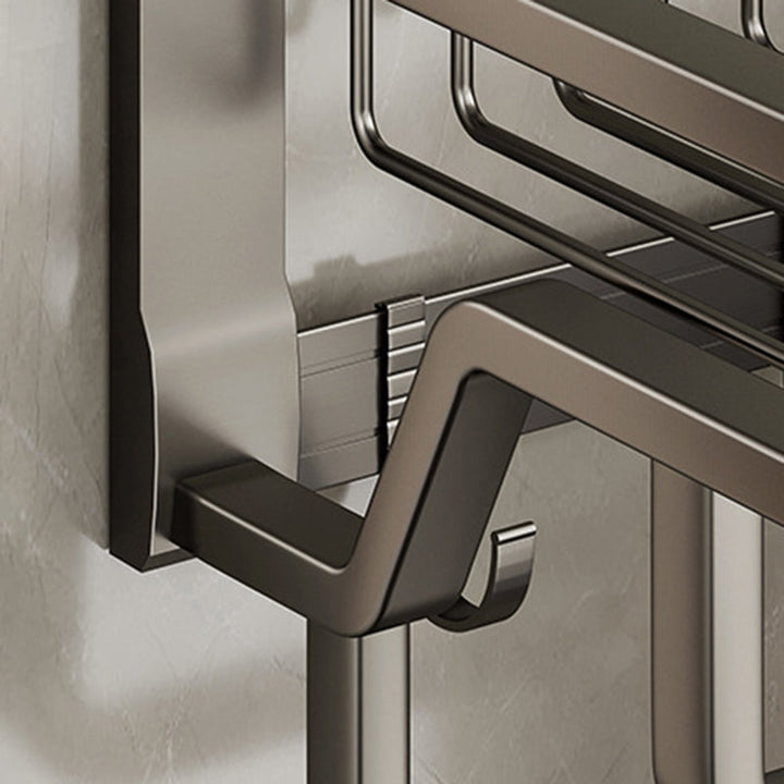 Lisslune | Aluminium modern bathroom accessory set polished grey bathroom shelf/toilet paper holder/robe hooks