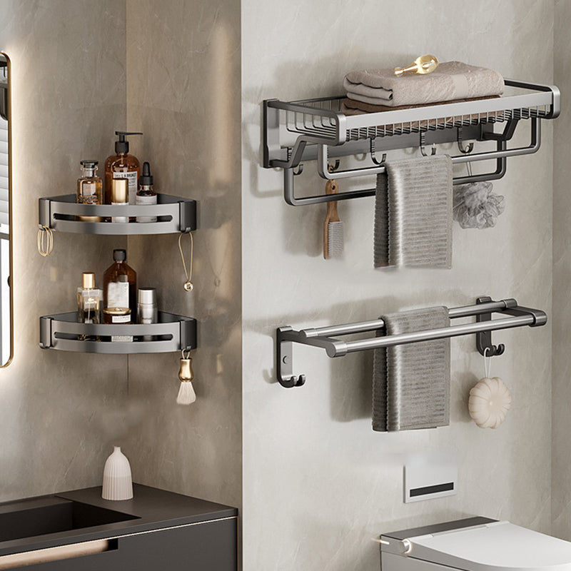 Lisslune | Aluminium modern bathroom accessory set polished grey bathroom shelf/toilet paper holder/robe hooks