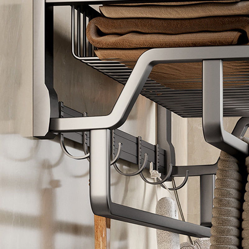Lisslune | Aluminium modern bathroom accessory set polished grey bathroom shelf/toilet paper holder/robe hooks
