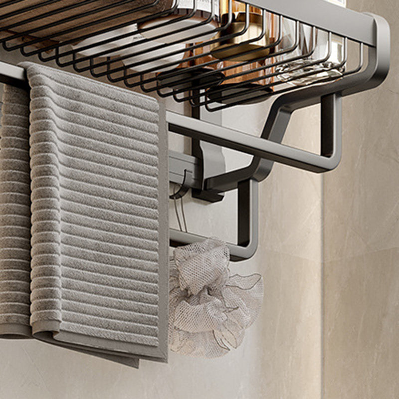Lisslune | Aluminium modern bathroom accessory set polished grey bathroom shelf/toilet paper holder/robe hooks