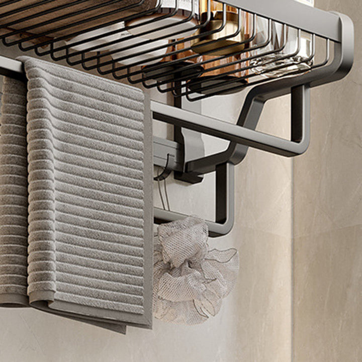 Lisslune | Aluminium modern bathroom accessory set polished grey bathroom shelf/toilet paper holder/robe hooks