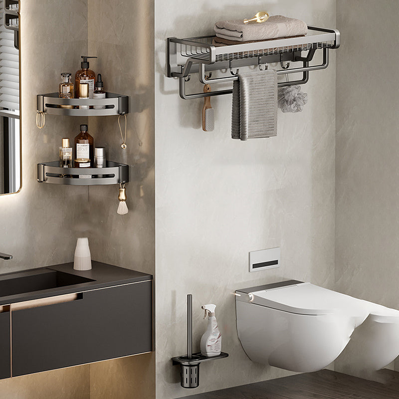 Lisslune | Aluminium modern bathroom accessory set polished grey bathroom shelf/toilet paper holder/robe hooks