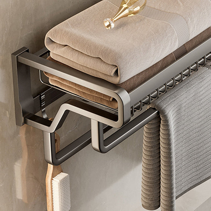 Lisslune | Aluminium modern bathroom accessory set polished grey bathroom shelf/toilet paper holder/robe hooks