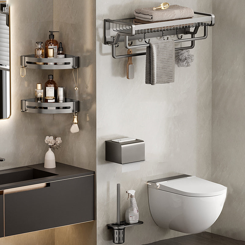 Lisslune | Aluminium modern bathroom accessory set polished grey bathroom shelf/toilet paper holder/robe hooks
