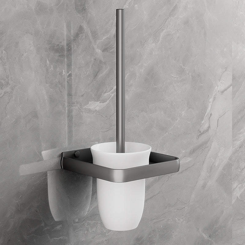 Lisslune | Contemporary Bathroom Accessory Set Gray Aluminum Bathroom Shelf/Towel Holder/Bathtub Hook