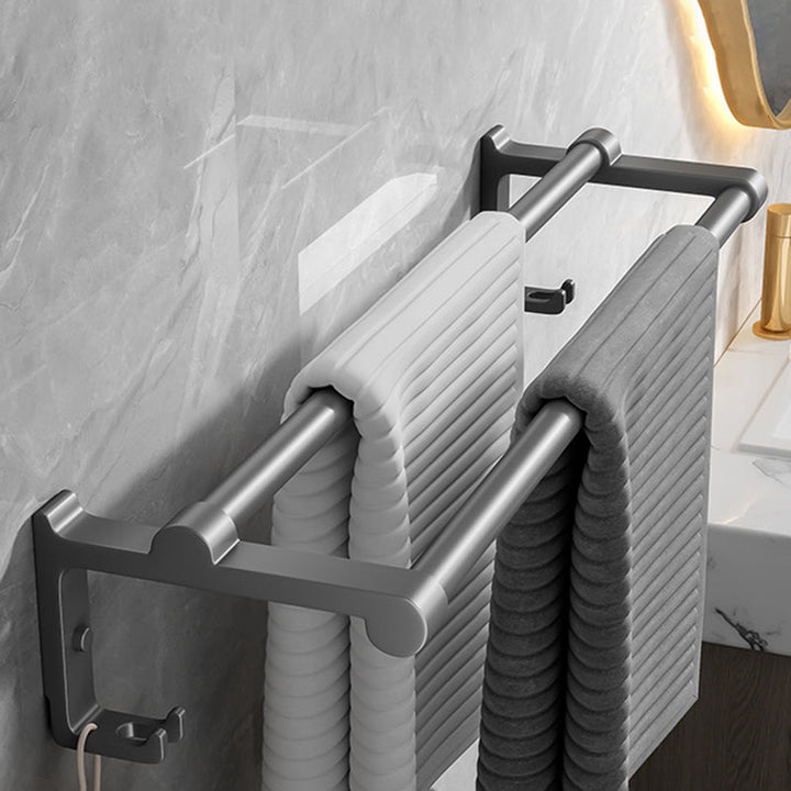 Lisslune | Contemporary Bathroom Accessory Set Gray Aluminum Bathroom Shelf/Towel Holder/Bathtub Hook