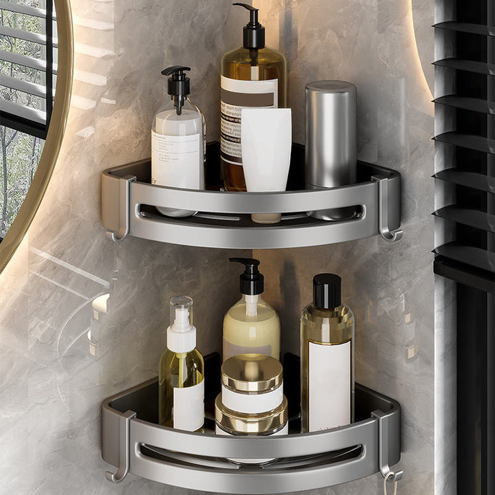 Lisslune | Contemporary Bathroom Accessory Set Gray Aluminum Bathroom Shelf/Towel Holder/Bathtub Hook