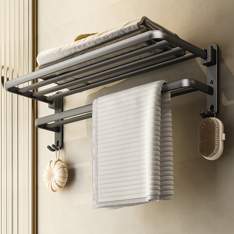 Lisslune | Contemporary Bathroom Accessory Set Gray Aluminum Bathroom Shelf/Towel Holder/Bathtub Hook