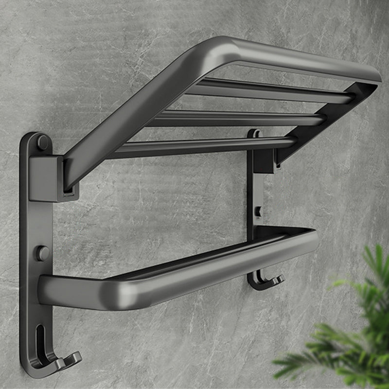 Lisslune | Contemporary Bathroom Accessory Set Gray Aluminum Bathroom Shelf/Towel Holder/Bathtub Hook