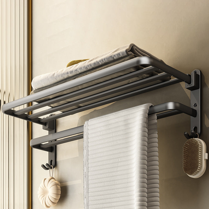 Lisslune | Contemporary Bathroom Accessory Set Gray Aluminum Bathroom Shelf/Towel Holder/Bathtub Hook