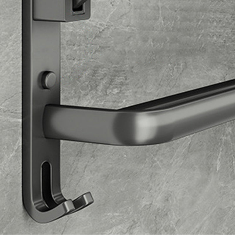 Lisslune | Contemporary Bathroom Accessory Set Gray Aluminum Bathroom Shelf/Towel Holder/Bathtub Hook