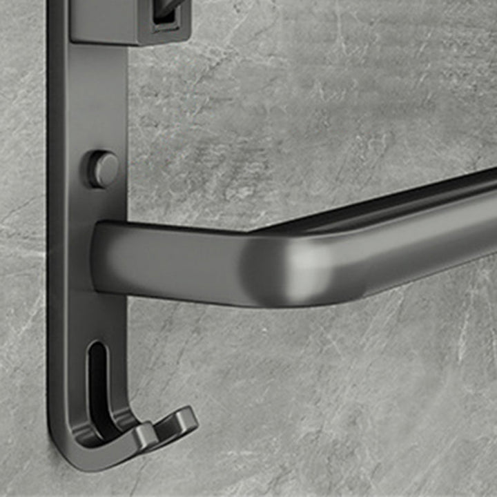 Lisslune | Contemporary Bathroom Accessory Set Gray Aluminum Bathroom Shelf/Towel Holder/Bathtub Hook