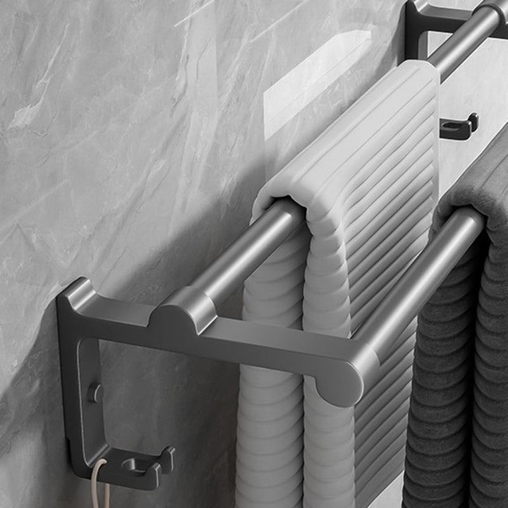 Lisslune | Contemporary Bathroom Accessory Set Gray Aluminum Bathroom Shelf/Towel Holder/Bathtub Hook