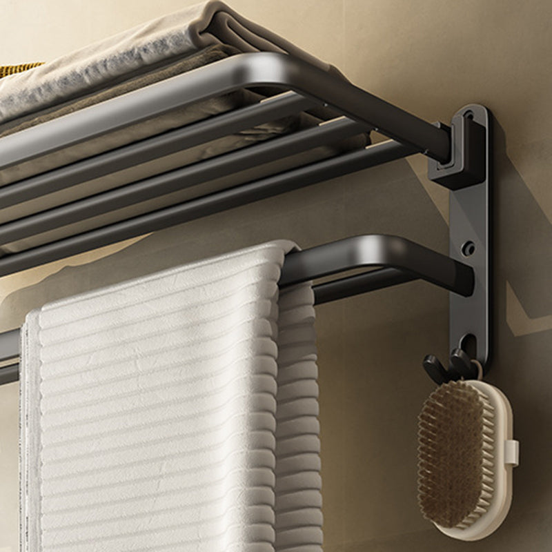 Lisslune | Contemporary Bathroom Accessory Set Gray Aluminum Bathroom Shelf/Towel Holder/Bathtub Hook