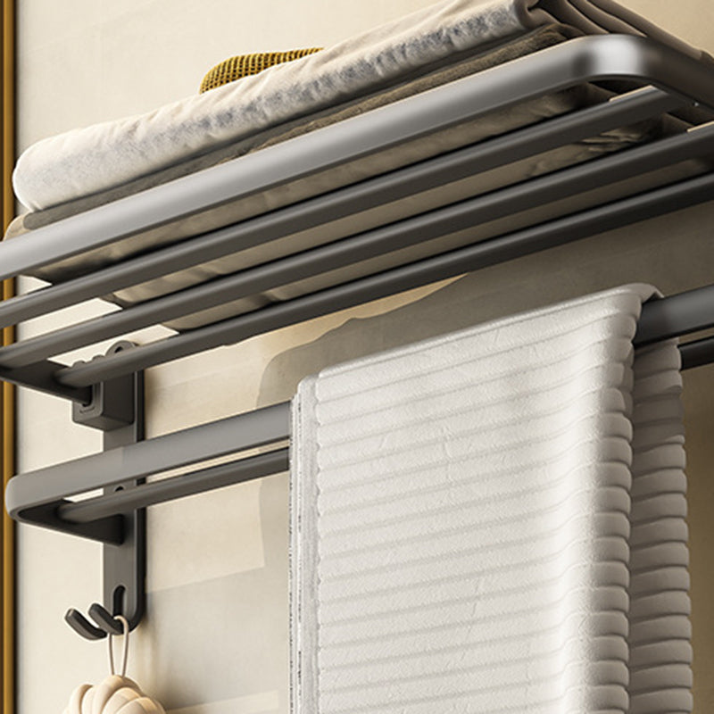 Lisslune | Contemporary Bathroom Accessory Set Gray Aluminum Bathroom Shelf/Towel Holder/Bathtub Hook