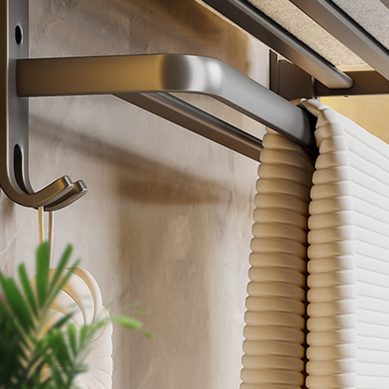 Lisslune | Contemporary Bathroom Accessory Set Gray Aluminum Bathroom Shelf/Towel Holder/Bathtub Hook