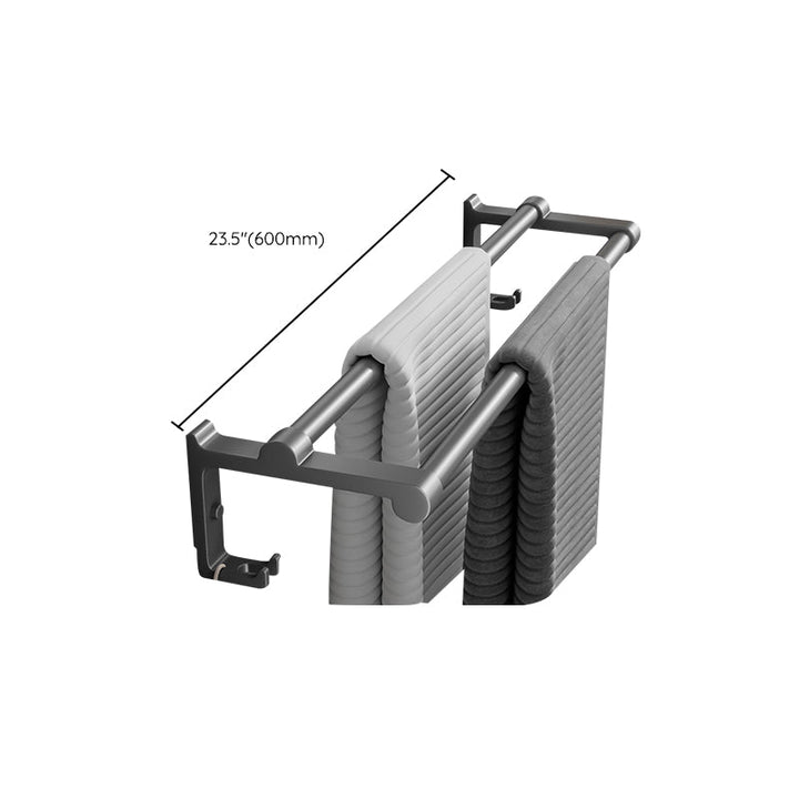 Lisslune | Contemporary Bathroom Accessory Set Gray Aluminum Bathroom Shelf/Towel Holder/Bathtub Hook