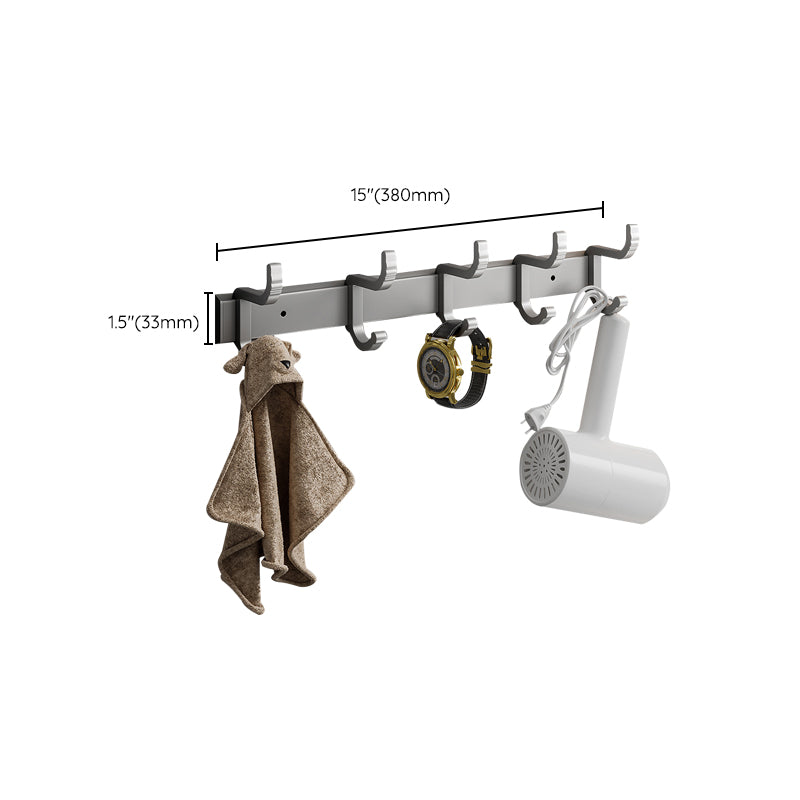 Lisslune | Contemporary Bathroom Accessory Set Gray Aluminum Bathroom Shelf/Towel Holder/Bathtub Hook
