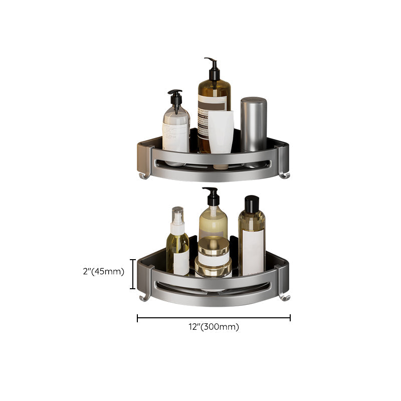 Lisslune | Contemporary Bathroom Accessory Set Gray Aluminum Bathroom Shelf/Towel Holder/Bathtub Hook
