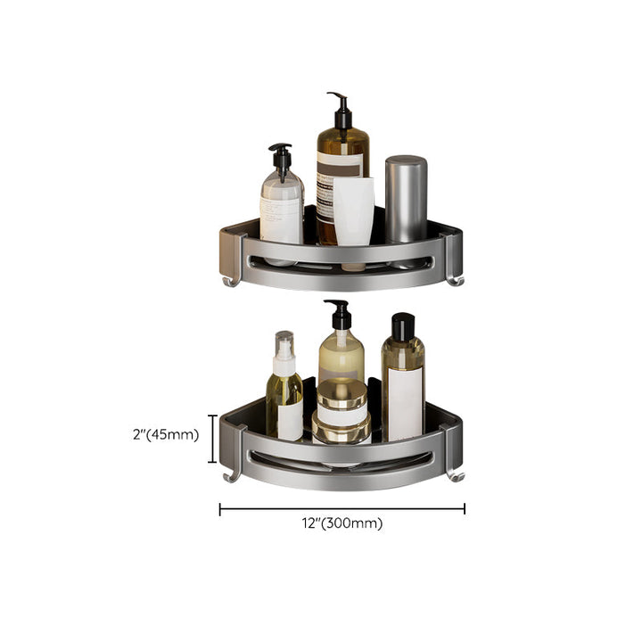 Lisslune | Contemporary Bathroom Accessory Set Gray Aluminum Bathroom Shelf/Towel Holder/Bathtub Hook
