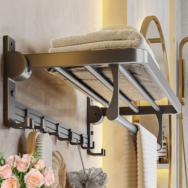Lisslune | Gray Aluminum Bathroom Accessory Set Contemporary Bath Shelf