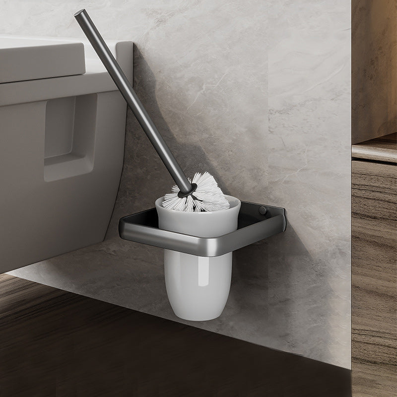 Lisslune | Gray Aluminum Bathroom Accessory Set Contemporary Bath Shelf