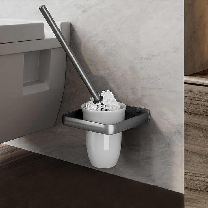 Lisslune | Gray Aluminum Bathroom Accessory Set Contemporary Bath Shelf