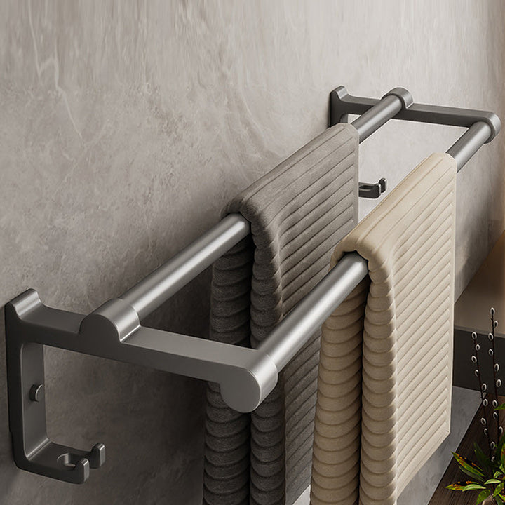 Lisslune | Gray Aluminum Bathroom Accessory Set Contemporary Bath Shelf