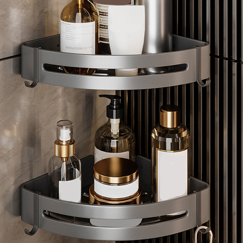 Lisslune | Gray Aluminum Bathroom Accessory Set Contemporary Bath Shelf