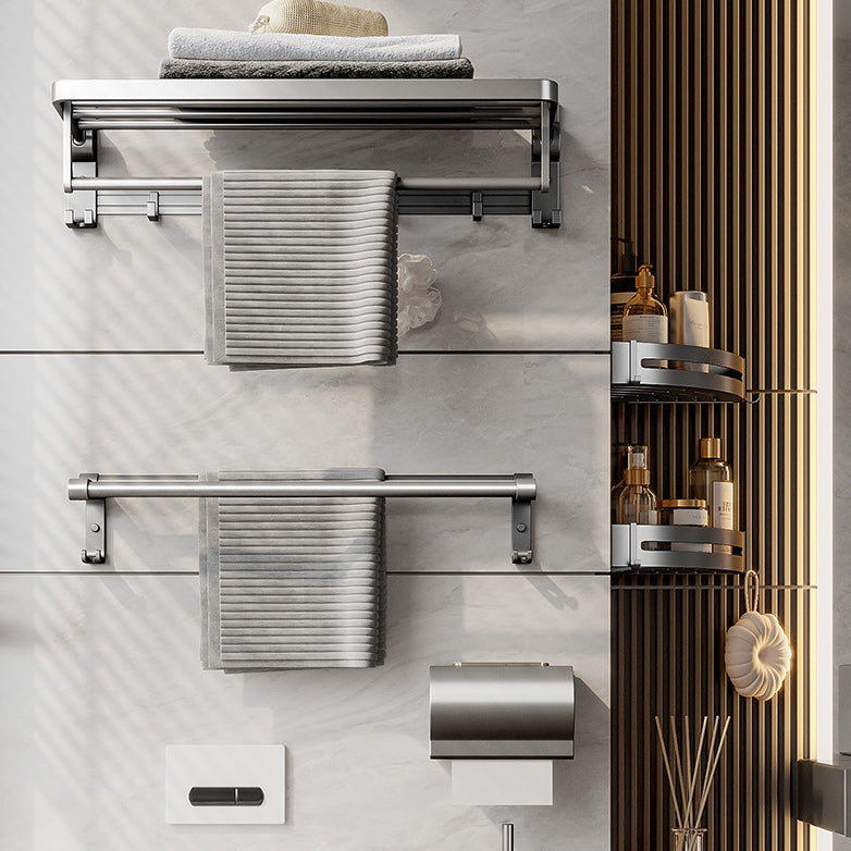 Lisslune | Gray Aluminum Bathroom Accessory Set Contemporary Bath Shelf