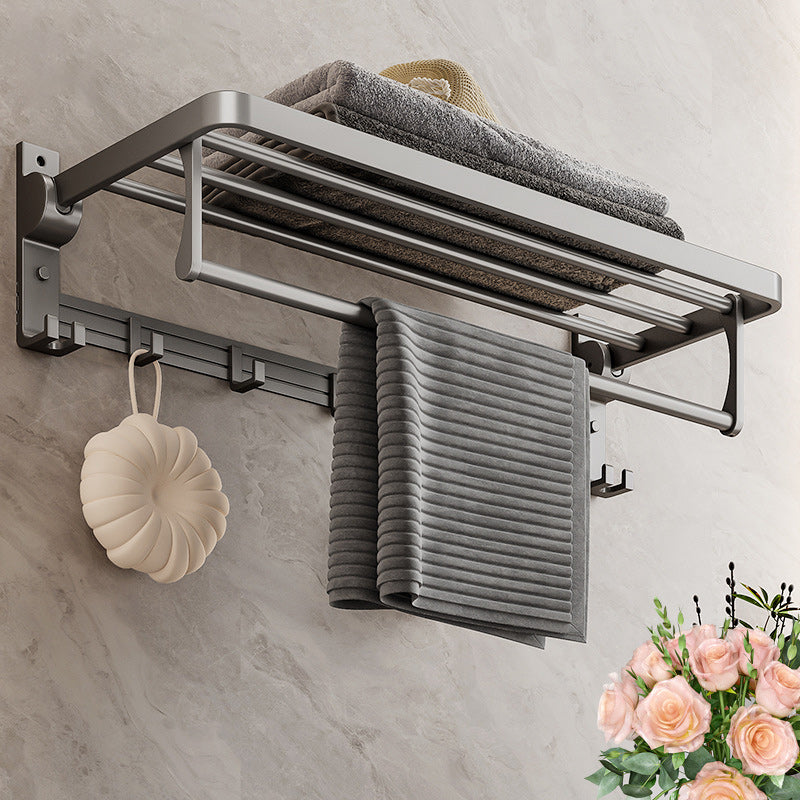Lisslune | Gray Aluminum Bathroom Accessory Set Contemporary Bath Shelf