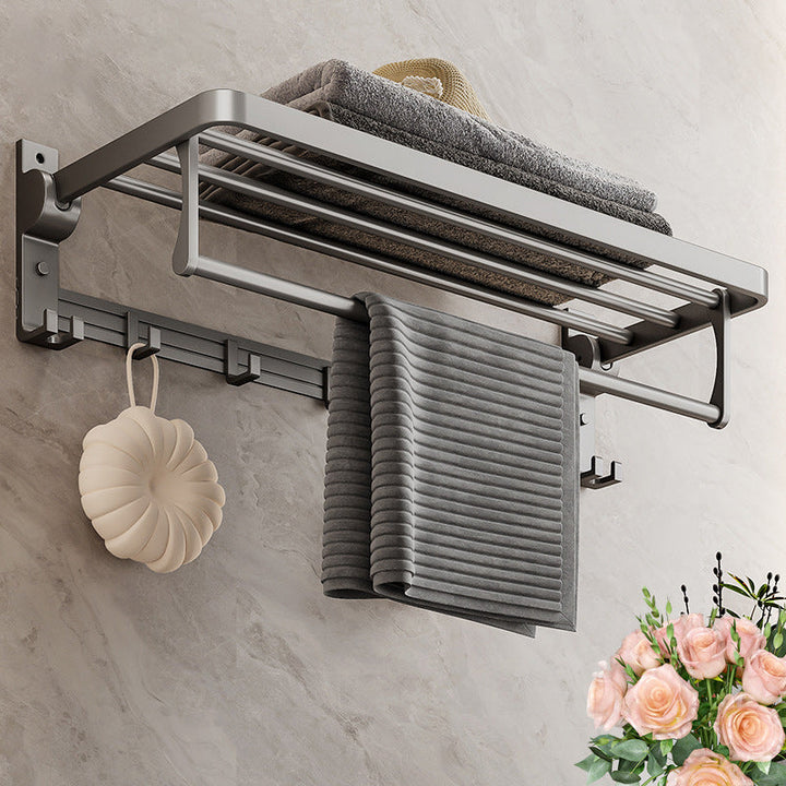 Lisslune | Gray Aluminum Bathroom Accessory Set Contemporary Bath Shelf