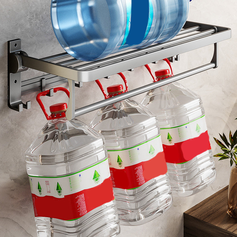 Lisslune | Gray Aluminum Bathroom Accessory Set Contemporary Bath Shelf