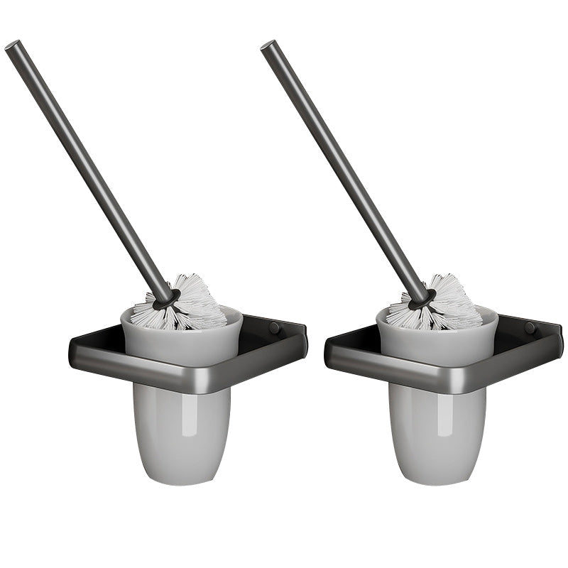 Lisslune | Gray Aluminum Bathroom Accessory Set Contemporary Bath Shelf