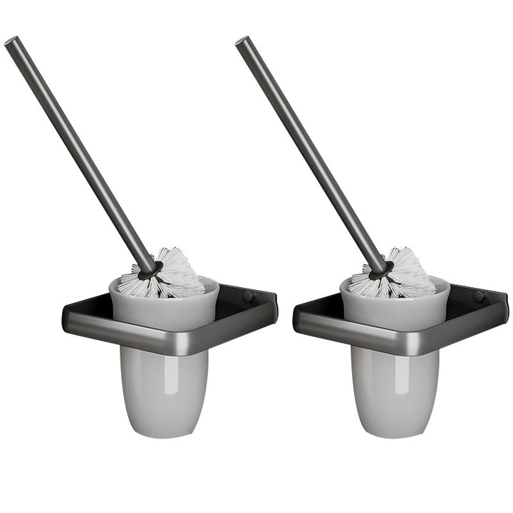 Lisslune | Gray Aluminum Bathroom Accessory Set Contemporary Bath Shelf