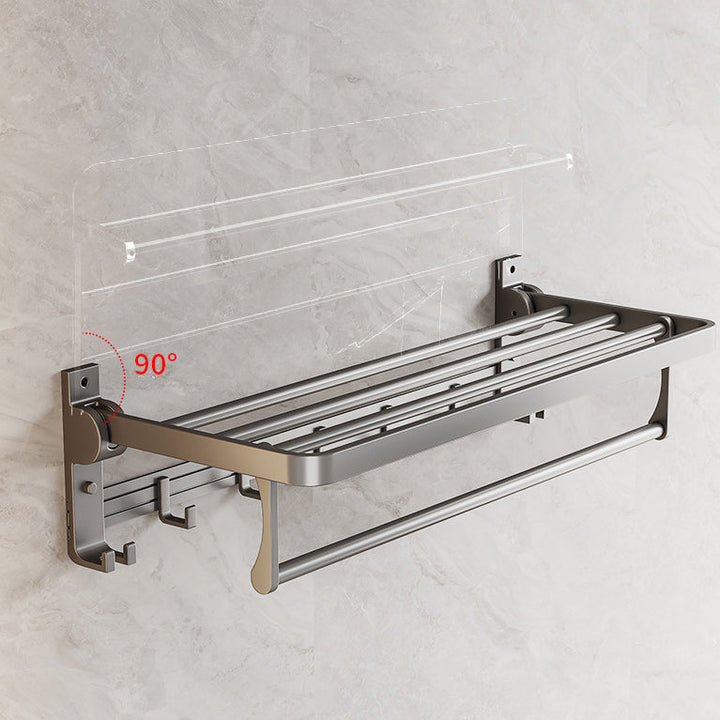 Lisslune | Gray Aluminum Bathroom Accessory Set Contemporary Bath Shelf
