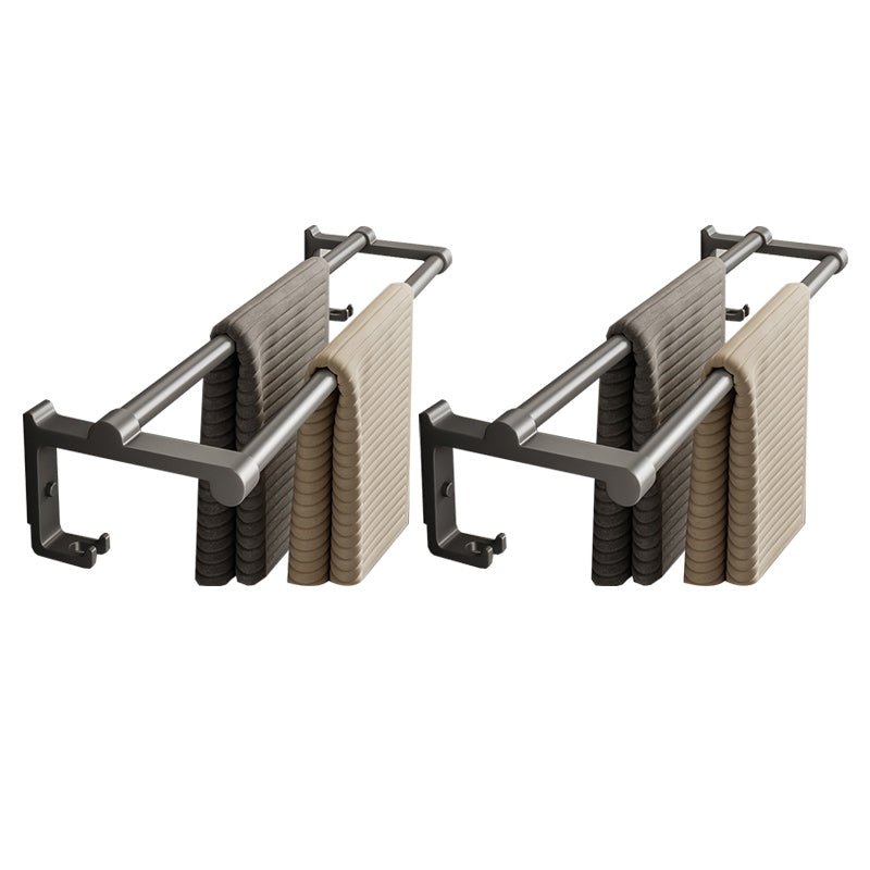 Lisslune | Gray Aluminum Bathroom Accessory Set Contemporary Bath Shelf