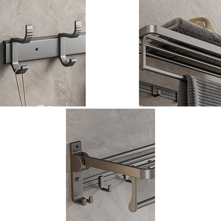 Lisslune | Gray Aluminum Bathroom Accessory Set Contemporary Bath Shelf