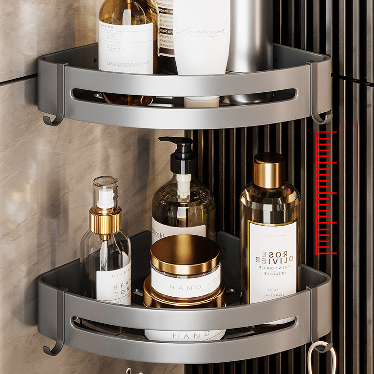 Lisslune | Gray Aluminum Bathroom Accessory Set Contemporary Bath Shelf