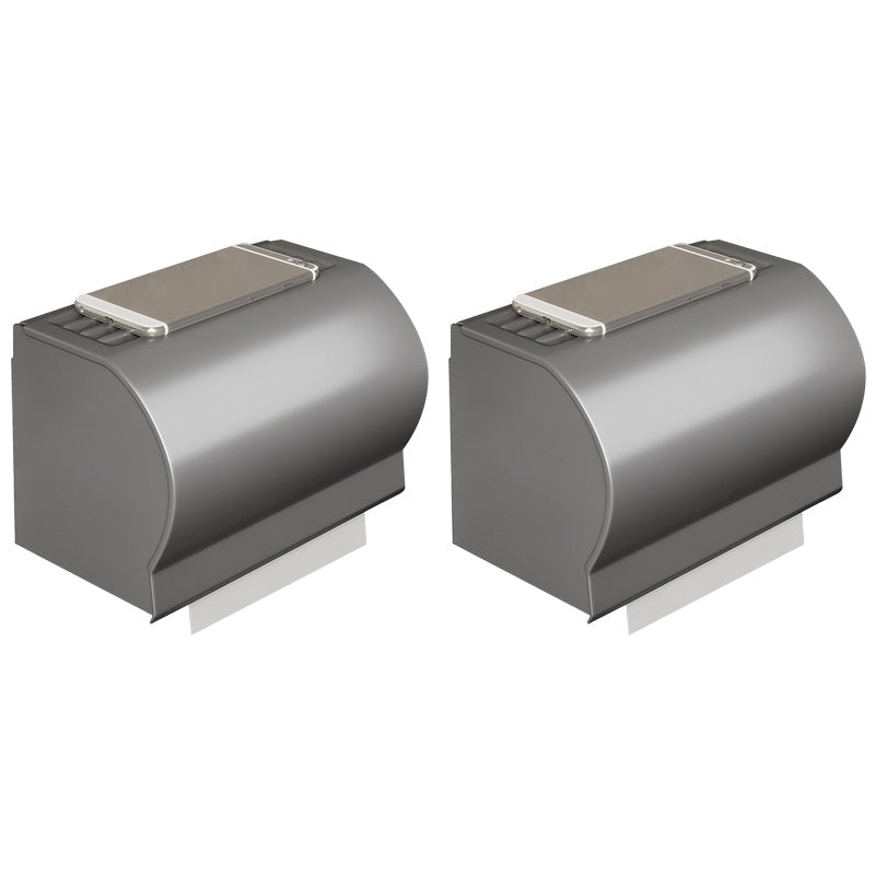 Lisslune | Gray Aluminum Bathroom Accessory Set Contemporary Bath Shelf